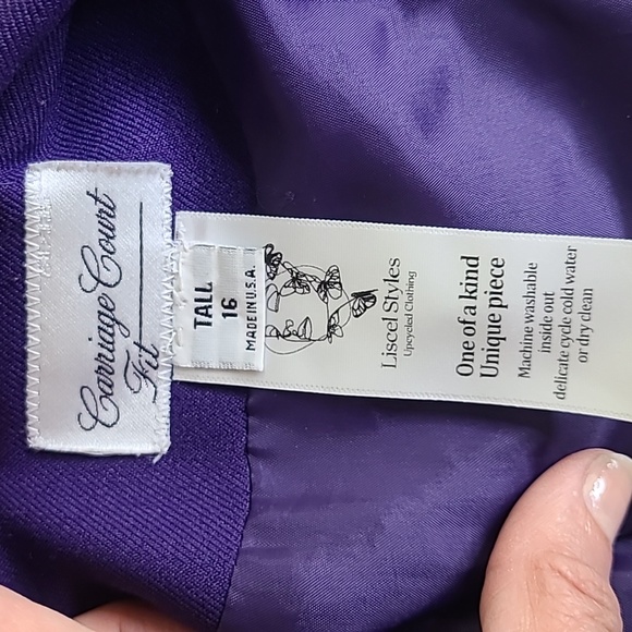 Jacket Blazer Size 16 Tall Purple Iridescent Angel Wing Embellished Back Unique - Picture 5 of 6